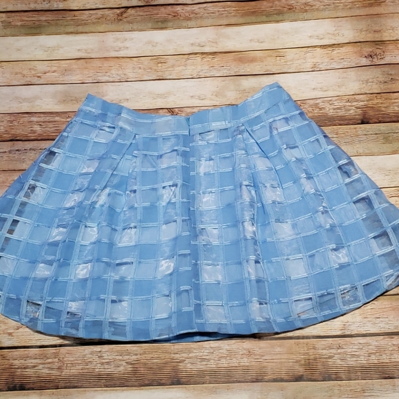 Banana - Blue Checked Lined Short Skirt Large New - Picture 3 of 7